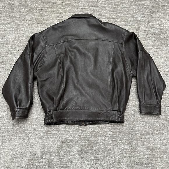 MR Florence Italy Jacket Mens 50 Brown Leather Bomber Made In Italy Full Zip - Picture 7 of 16